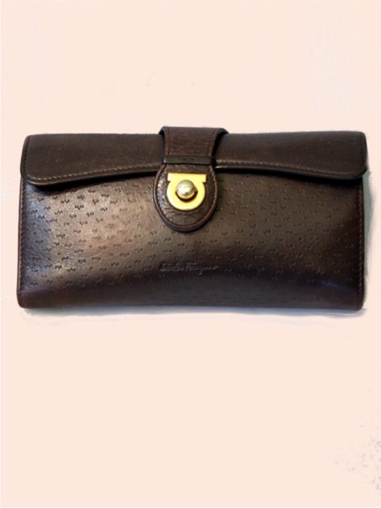 Salvatore Ferragamo Handbags - Salvatore Ferragamo Vintage Gancini Brown Leather Long
Bifold Wallet